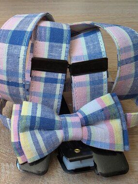 Janie & Jack Plaid Suspenders + Bow Tie Set (0-2T Baby/Toddler)